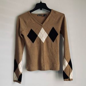 90s Vintage Fitted Argyle Sweater